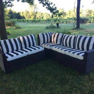 Black All Weather Wicker Sectional Sofa With Cushions