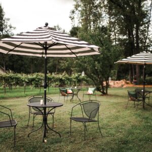 Black Metal Bistro Table With Umbrella Hole