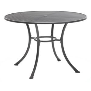 Black Metal Bistro Table 60" Diameter With Umbrella Hole