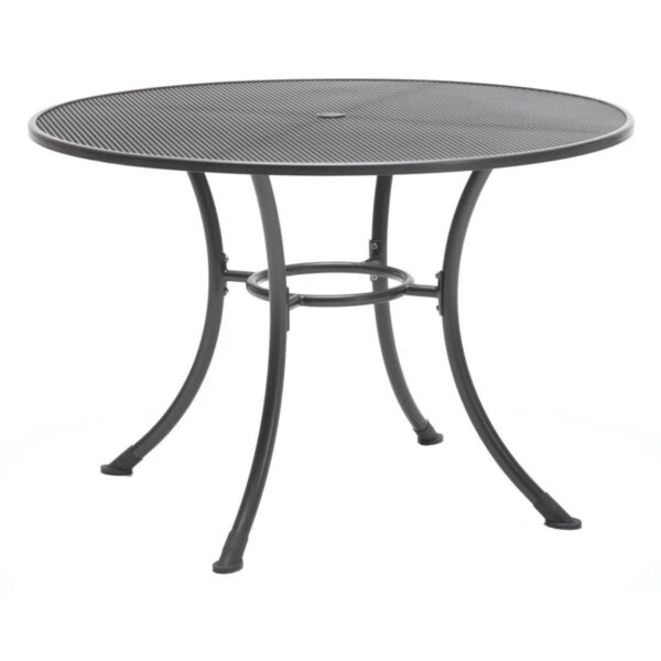 Black Metal Bistro Table 60" Diameter With Umbrella Hole