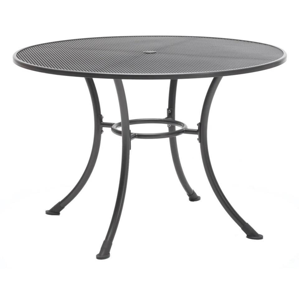 Black Metal Bistro Table 60" Diameter With Umbrella Hole