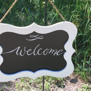 White Framed Blackboard Sign, Fancy, 14" Width