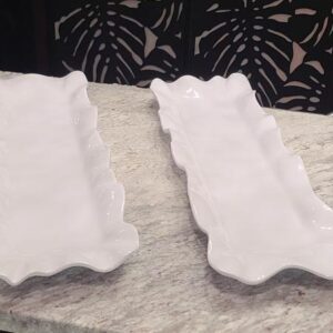 White, Fluted Edge, Narrow, Melamine Platter
