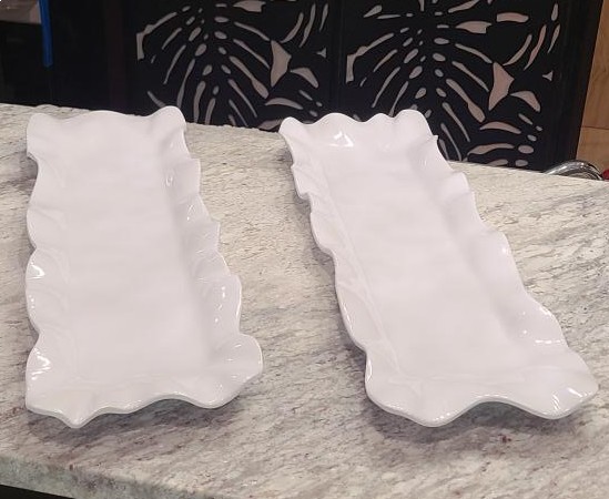White, Fluted Edge, Narrow, Melamine Platter