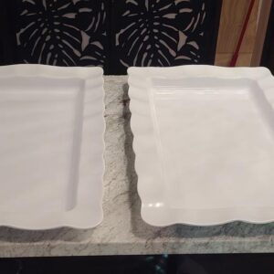 White, Fluted Edge, Large, Melamine Platter