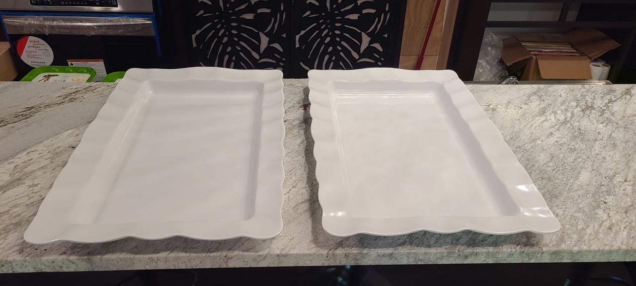 White, Fluted Edge, Large, Melamine Platter