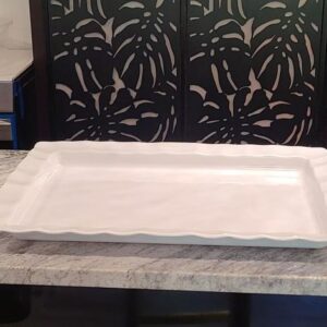 White, Fluted Edge, X-Large, Melamine Platter