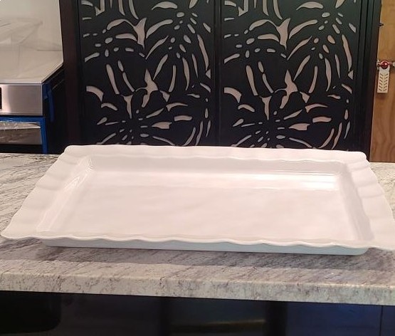 White, Fluted Edge, X-Large, Melamine Platter