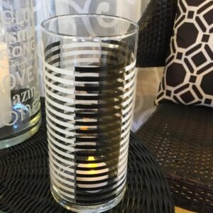 Cylinder, 6" Diameter Vase,White & Black Stripes, Modern