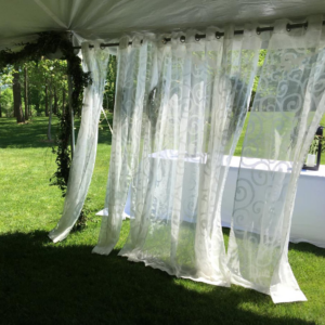 Sheer Linen Texture Curtains With Mod Curl Design, Around Perimeter Of Tiki Gazebo (Per Pr)
