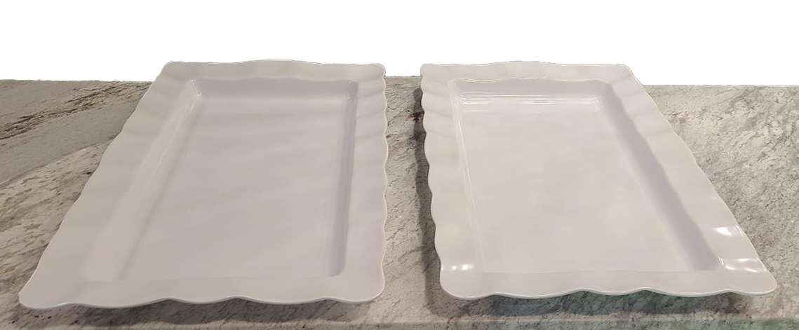 White, Fluted Edge, Large, Melamine Platter