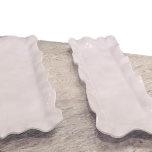 White, Fluted Edge, Narrow, Melamine Platter