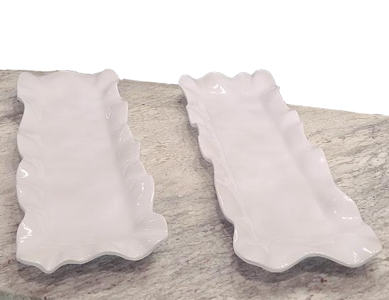 White, Fluted Edge, Narrow, Melamine Platter