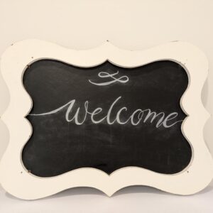 White Framed Blackboard Sign, Fancy, 14" Width