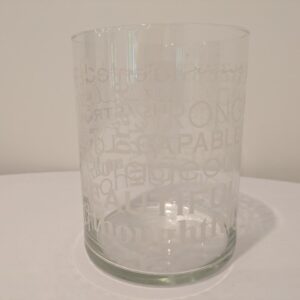 Cylinder, 20" Diameter Vase, 10" Tall, "Love", Etc. Etching