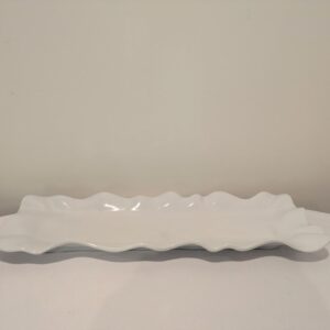 White, Fluted Edge, Narrow, Melamine Platter