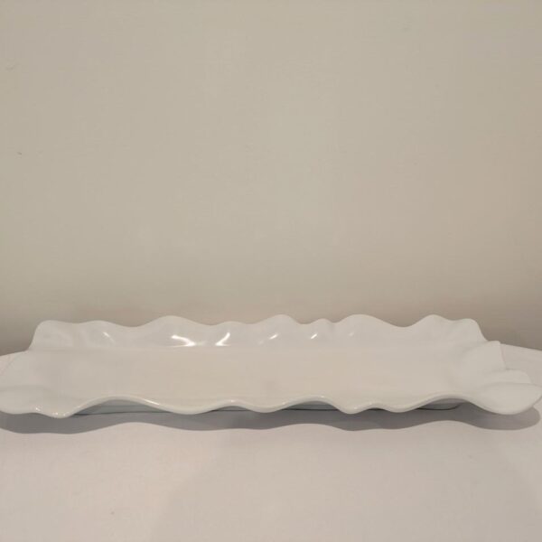 White, Fluted Edge, Narrow, Melamine Platter
