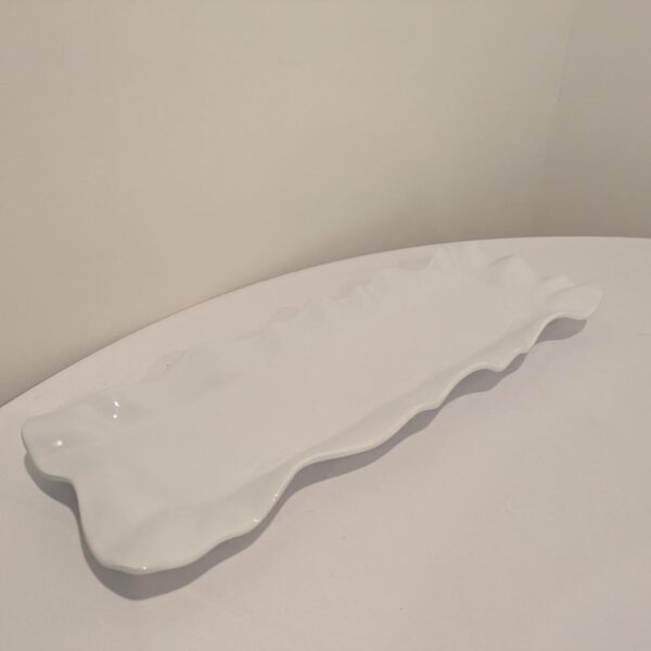 White, Fluted Edge, Narrow, Melamine Platter