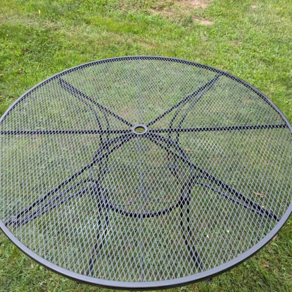 Black Metal Bistro Table 60" Diameter With Umbrella Hole