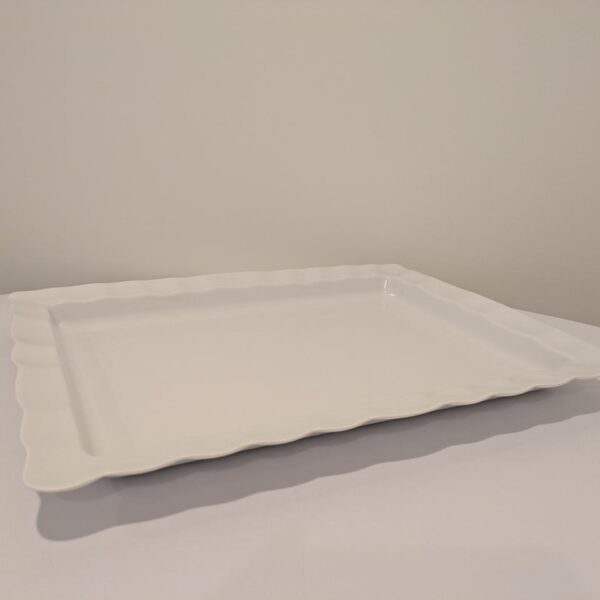 White, Fluted Edge, X-Large, Melamine Platter