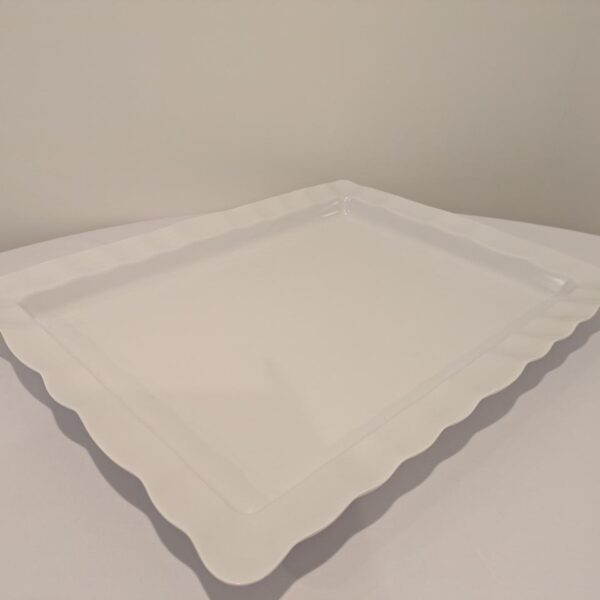 White, Fluted Edge, X-Large, Melamine Platter