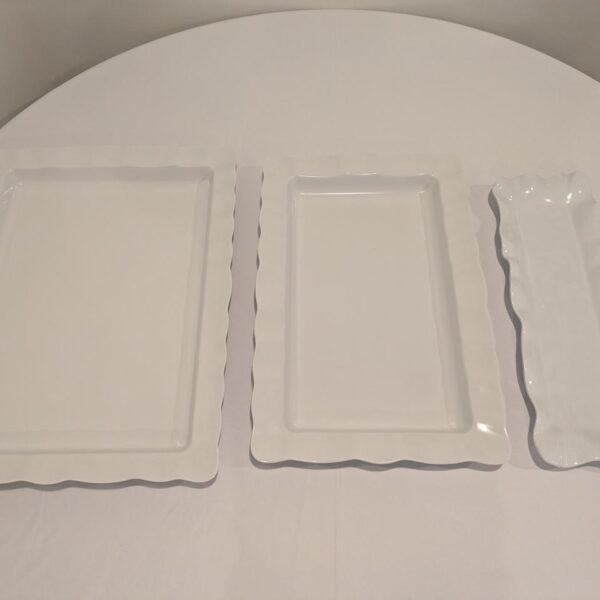 White, Fluted Edge, X-Large, Melamine Platter