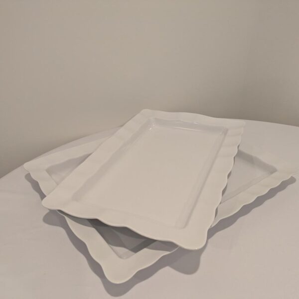 White, Fluted Edge, X-Large, Melamine Platter