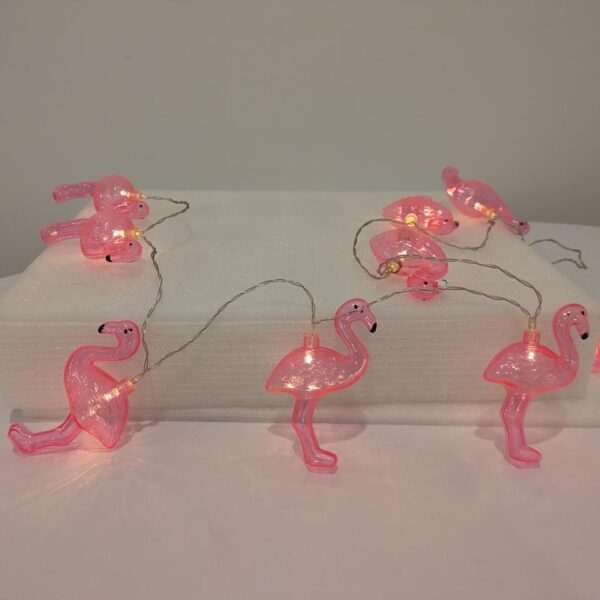 Pink Flamingo String Lights, Battery Operated