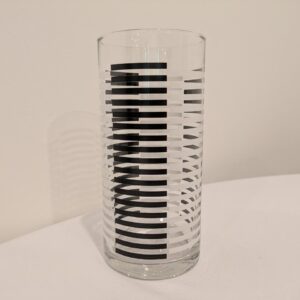Cylinder, 6" Diameter Vase,White & Black Stripes, Modern
