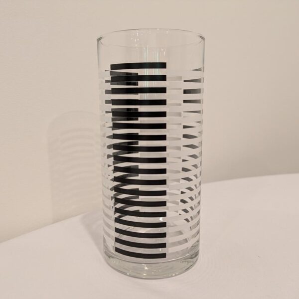 Cylinder, 6" Diameter Vase,White & Black Stripes, Modern