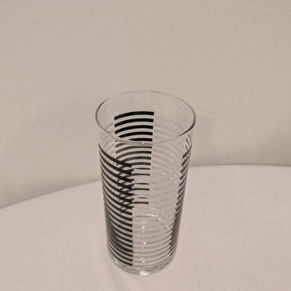 Cylinder, 6" Diameter Vase,White & Black Stripes, Modern