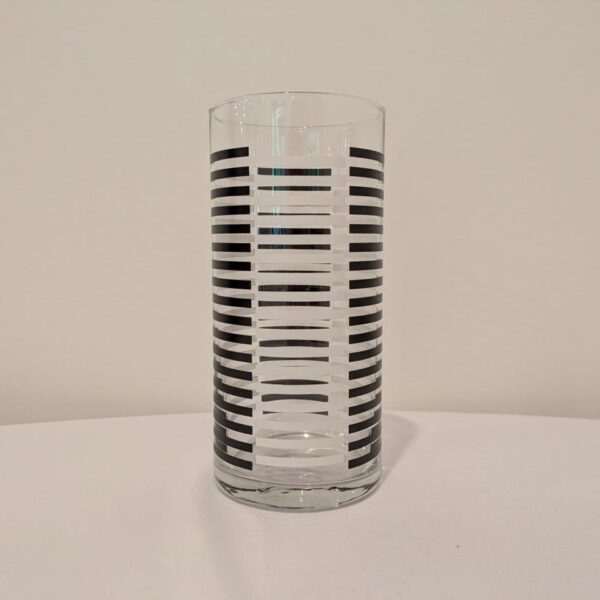 Cylinder, 6" Diameter Vase,White & Black Stripes, Modern